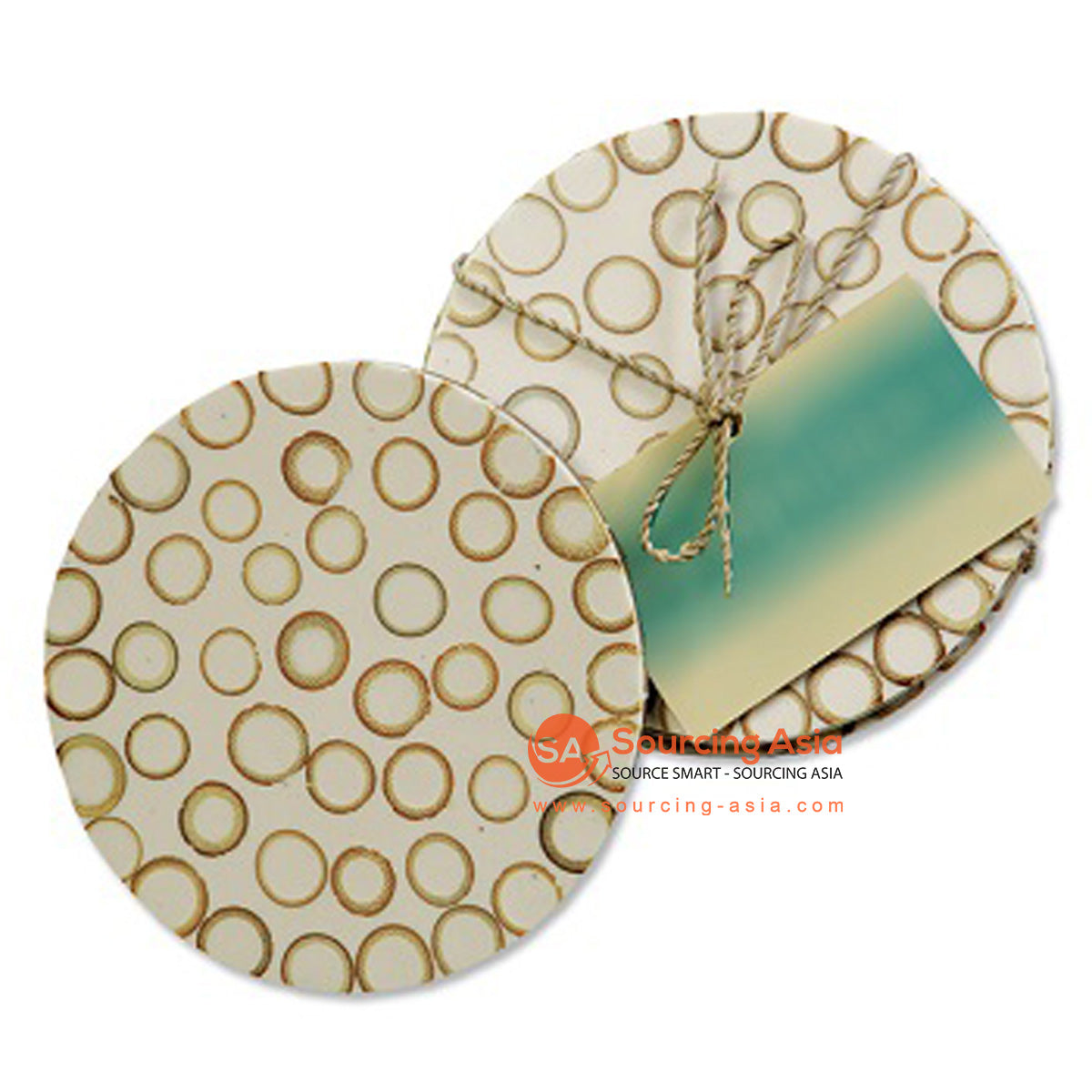 BZN005 SET OF FOUR RESIN AND BAMBOO INLAID COASTERS