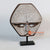 DG012 NATURAL AND WHITE WOODEN TRIBAL CARVED MASK ON STAND DECORATION