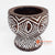 DGPC008-3 BROWN SUAR WOOD TRIBAL CARVED CANDLE HOLDER WITH CANDLE