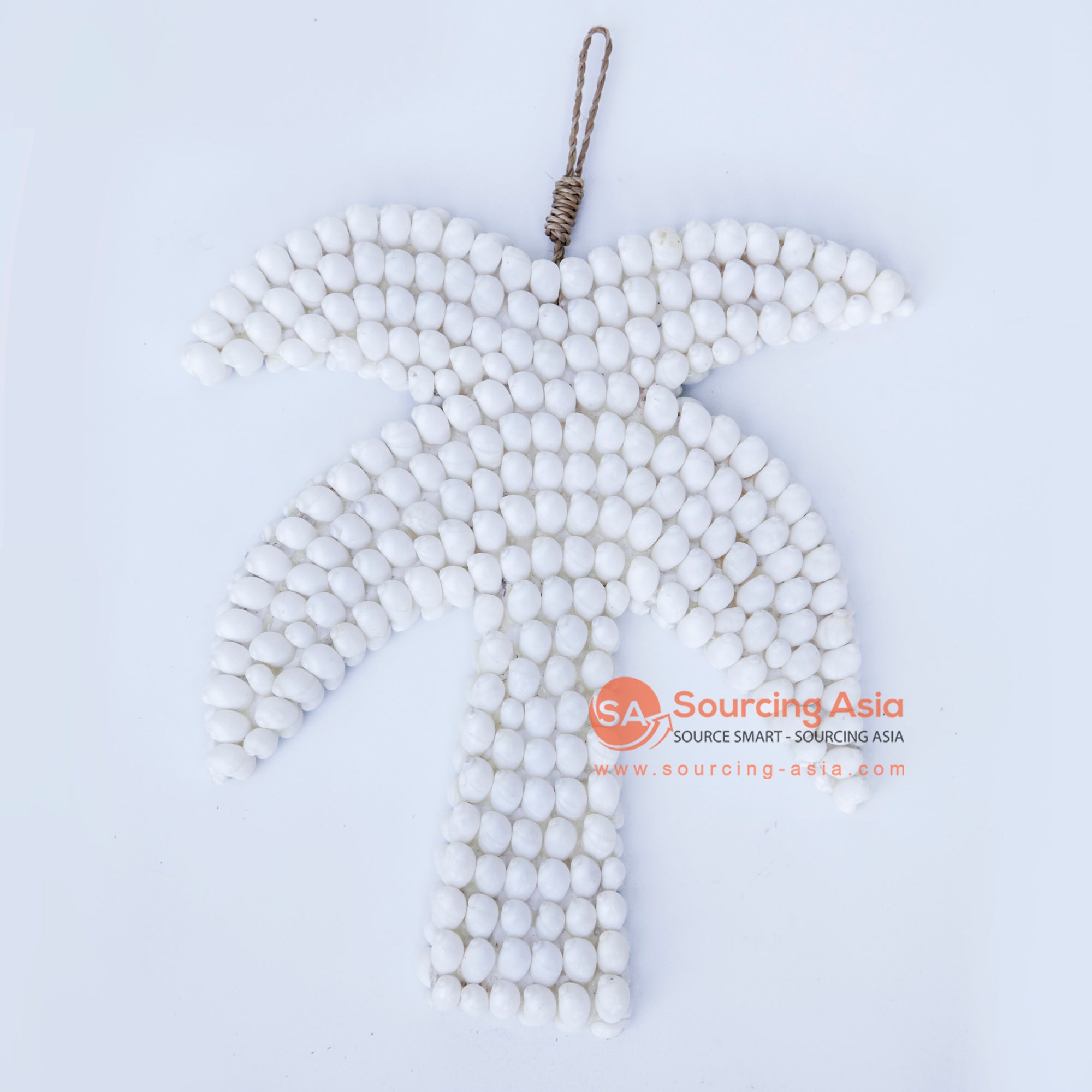DHL043 WHITE SHELL PALM TREE SHAPED HANGING WALL DECORATION