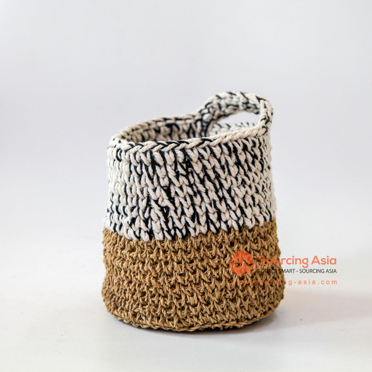 DHL130 MULTICOLOR MACRAME SMALL BASKET WITH HANDLE