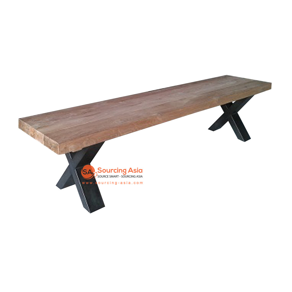 ECL047-150X40 NATURAL RECYCLED TEAK WOOD AND METAL OUTDOOR BENCH