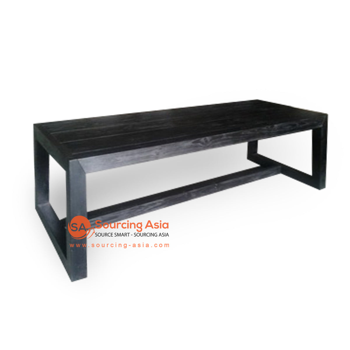 ECL060 BLACK RECYCLED TEAK WOOD SLATTED DINING TABLE