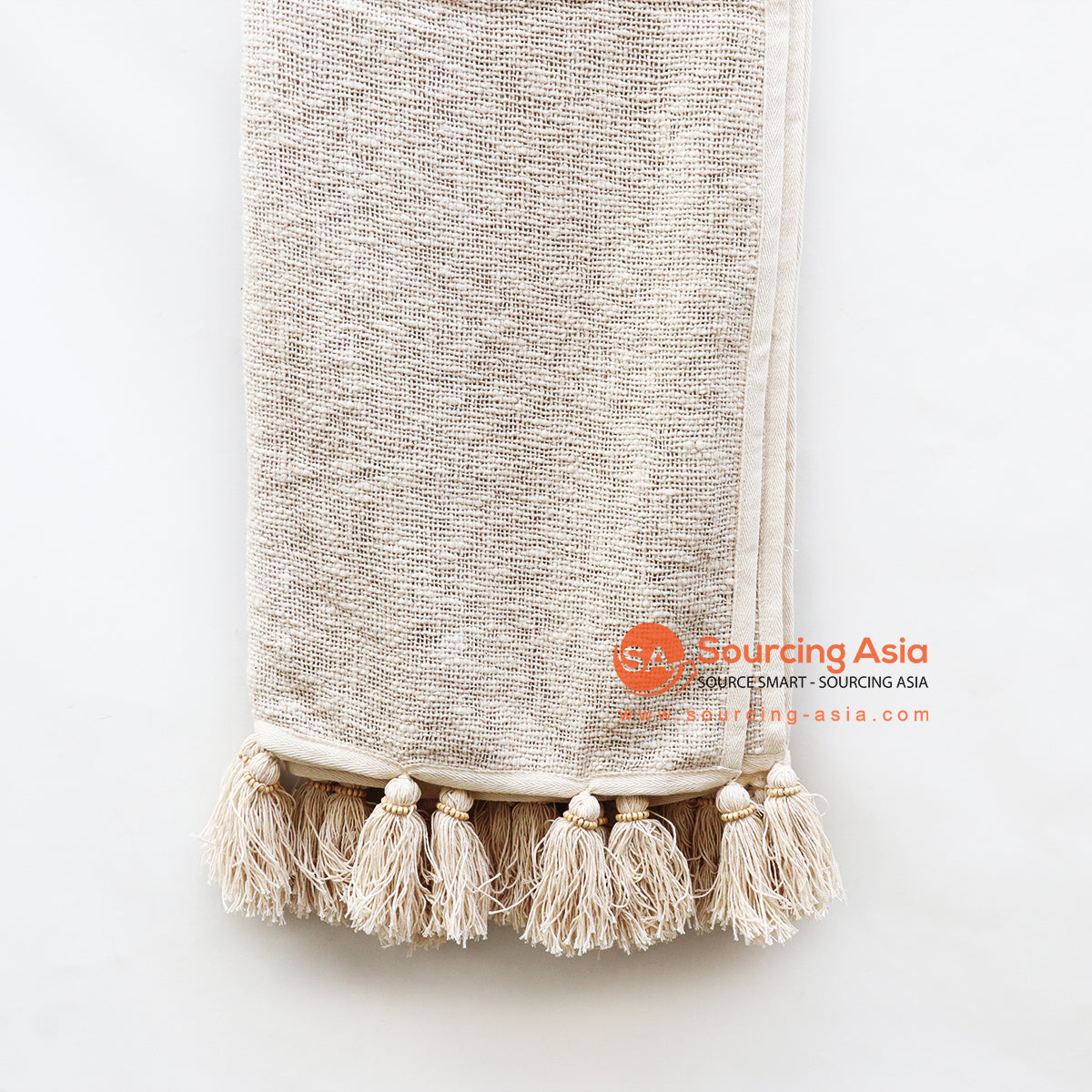EXAC056-5 NATURAL THROW RUG WALL DECORATION WITH CREAM TASSEL