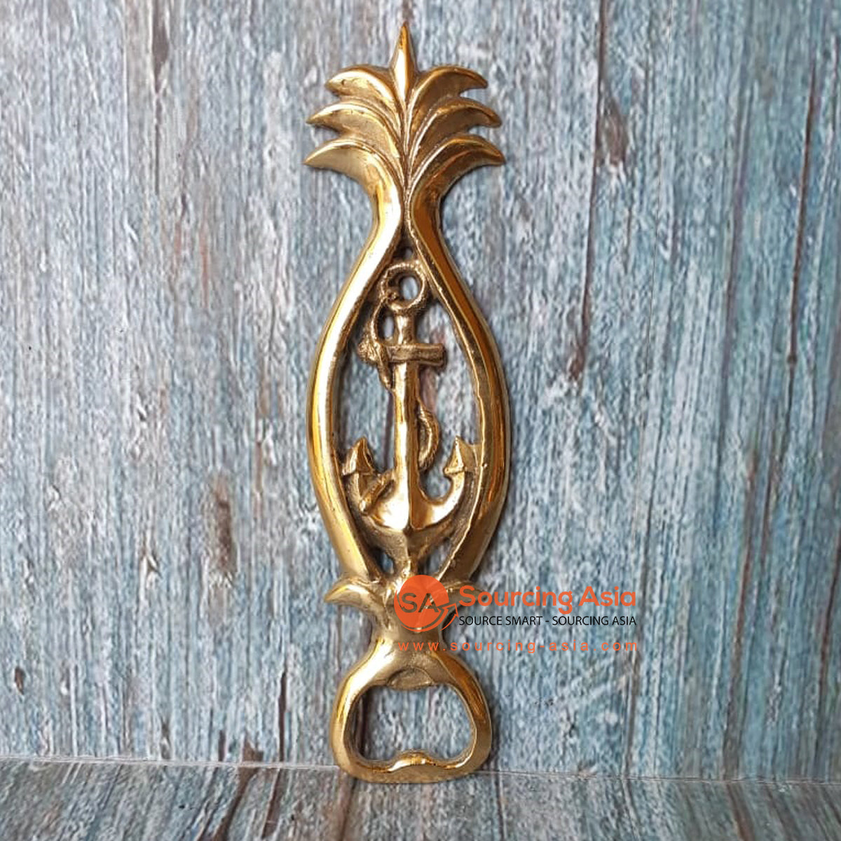 GB178 BRASS PINEAPPLE AND ANCHOR BOTTLE OPENER DECORATION