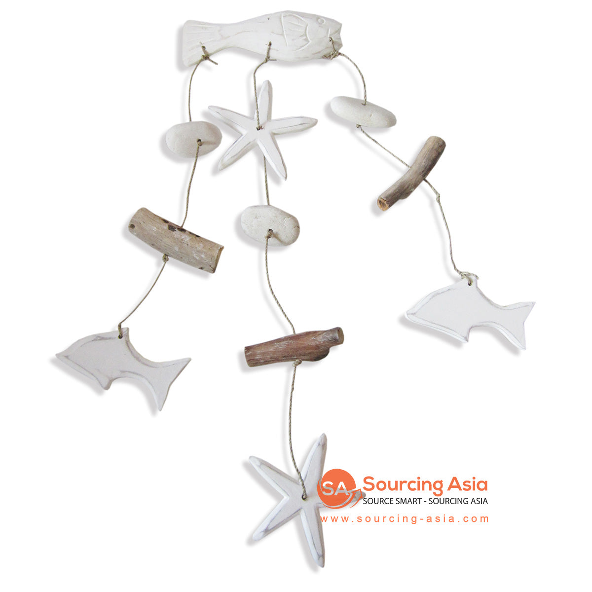 HAN008 WHITE DRIFTWOOD "SEA CREATURES" HANGING DECORATION