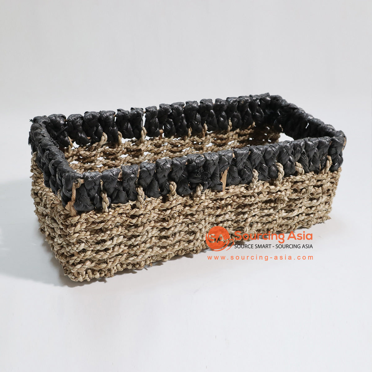 HBSC029-1 BLACK AND NATURAL SEAGRASS STORAGE BOX