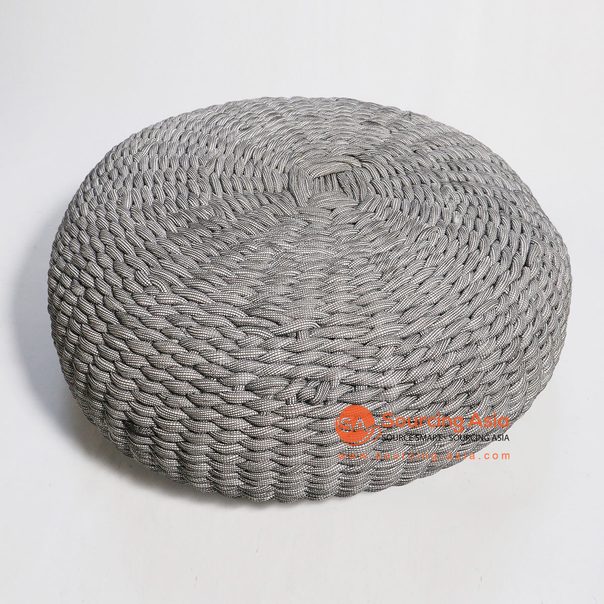 HBSC144 GREY RECYCLED FABRIC FOOT POUFFE