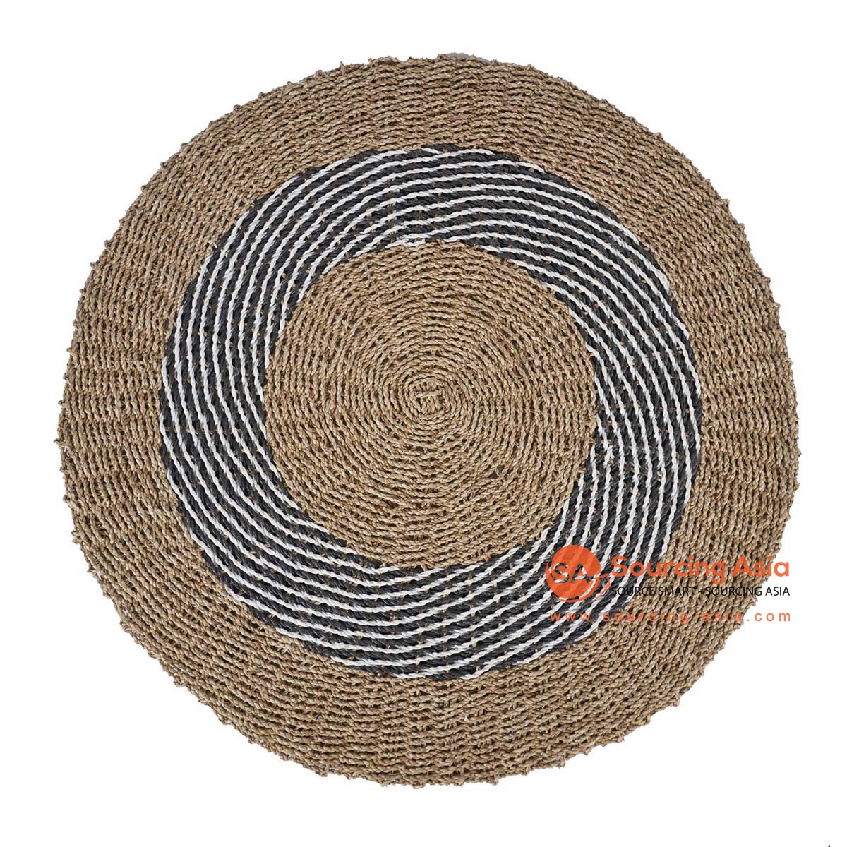 HBSC366 NATURAL AND PATTERNED SEAGRASS ROUND RUG