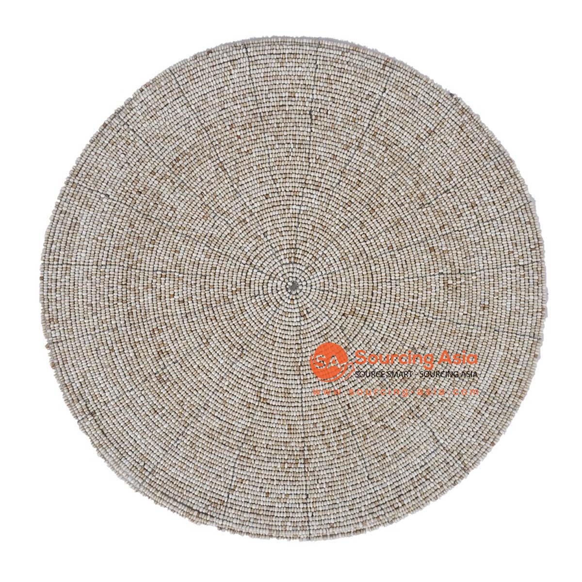 HBSC582-3 WHITE BEADS ROUND PLACEMAT