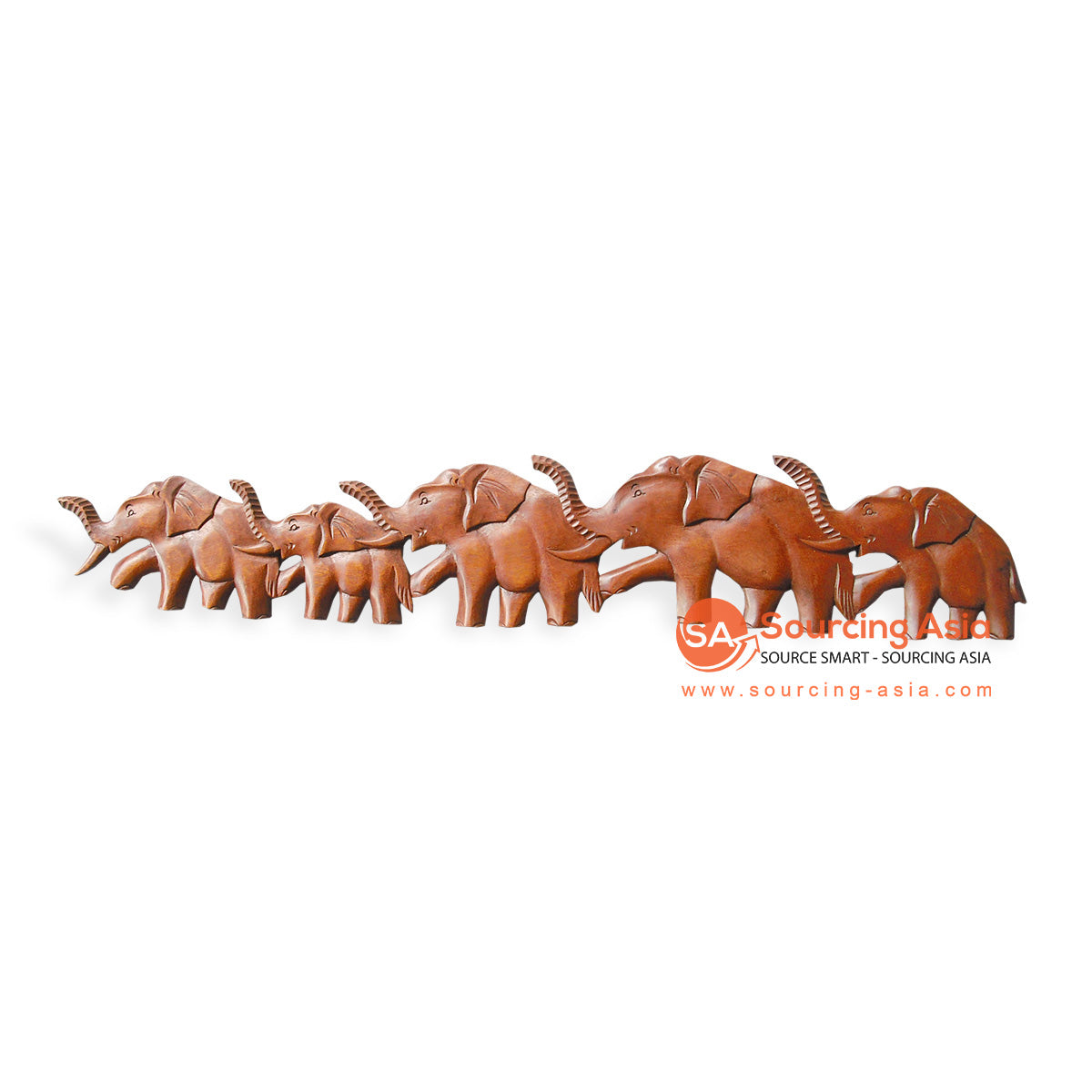 ICP29-100 BROWN WOODEN ELEPHANTS PANEL