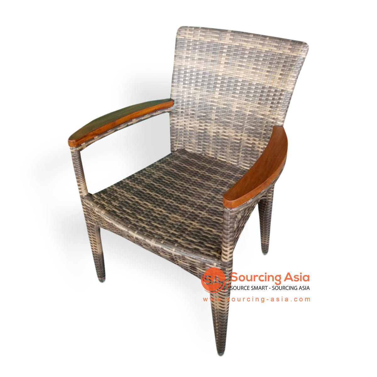 IDR001 NATURAL SYNTHETIC RATTAN AND TEAK WOOD ARMCHAIR
