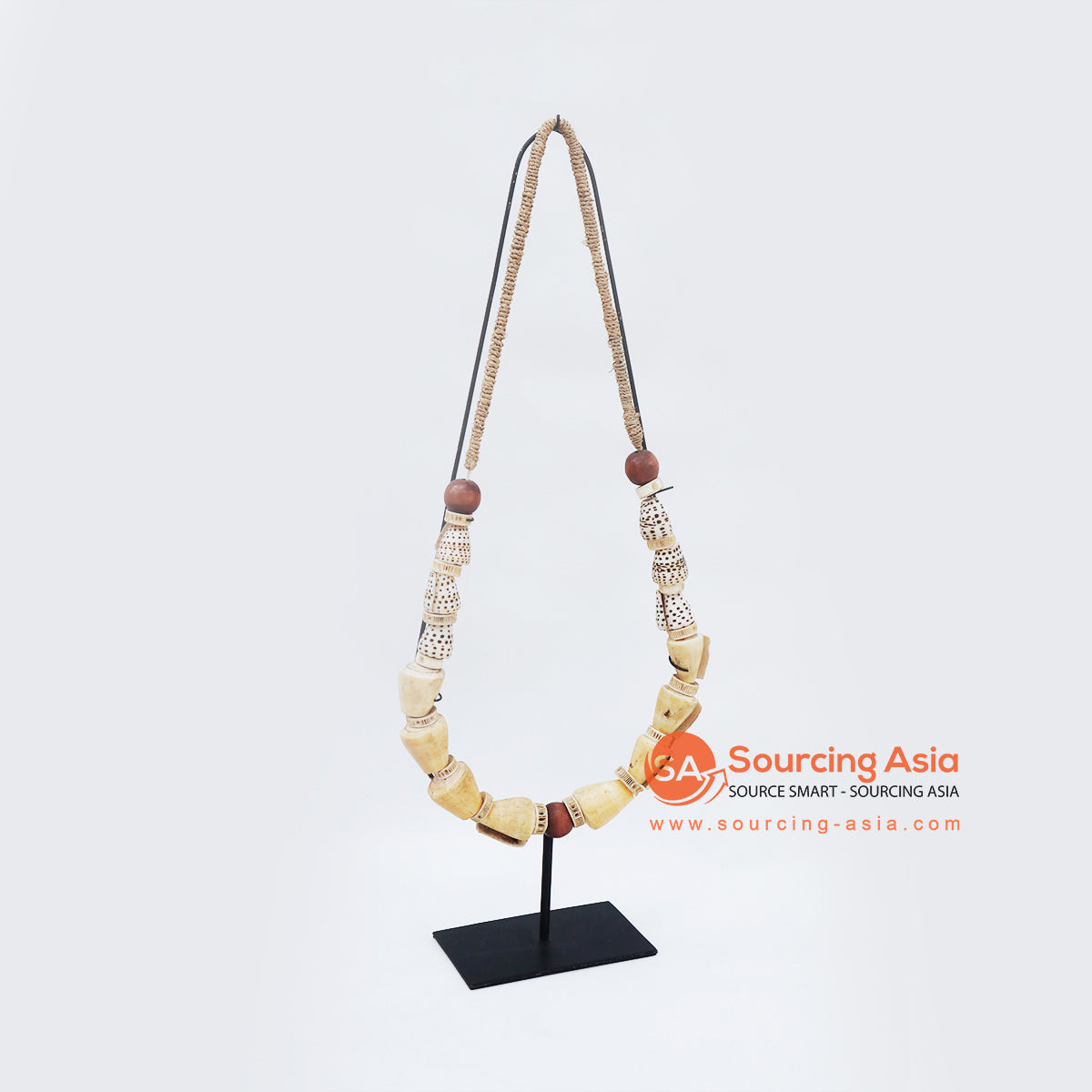 KNTC073 NATURAL SHELL COMBINATION PAPUA TRIBAL STYLE NECKLACE ON STAND DECORATION