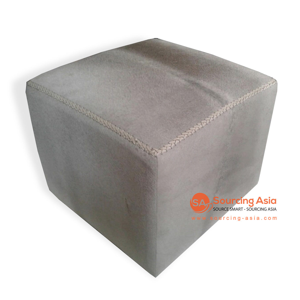 KUSJ004-2 GREY COWHIDE LEATHER SQUARE OTTOMAN