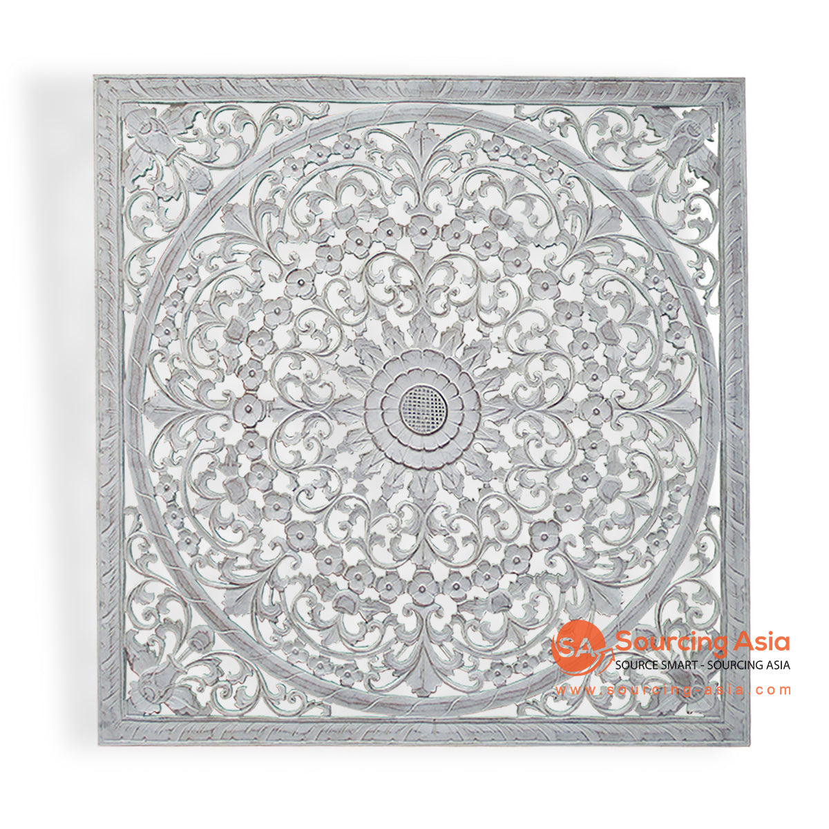 LUH018-120WW WHITE WASH MDF WOOD SQUARE JEPARA CARVED PANEL