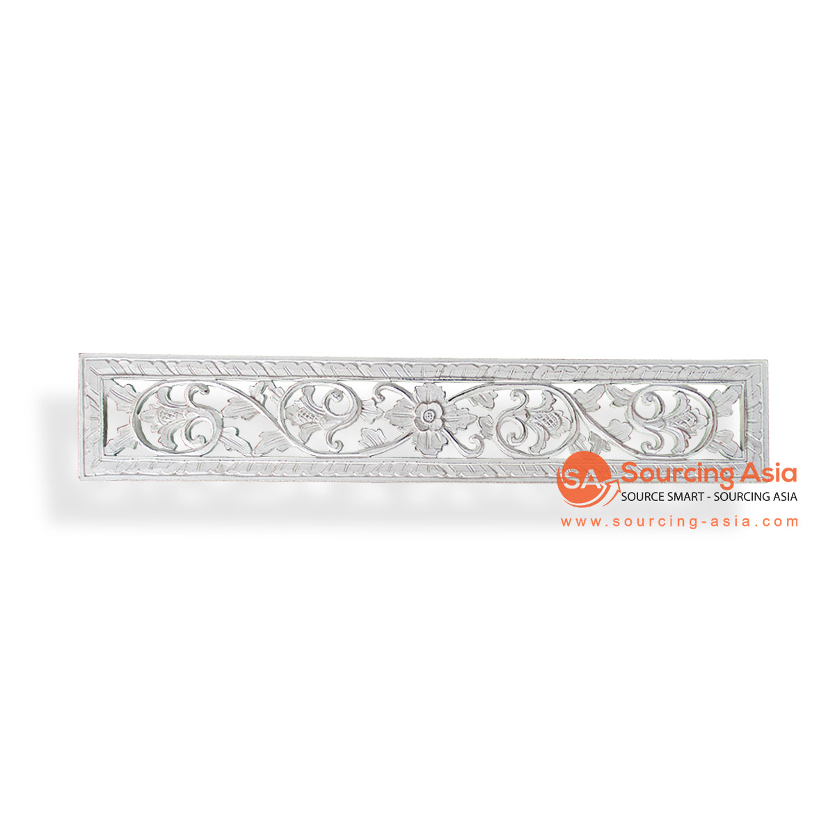 LUH044-80 WHITE WASH WOODEN FLORAL CARVED PANEL