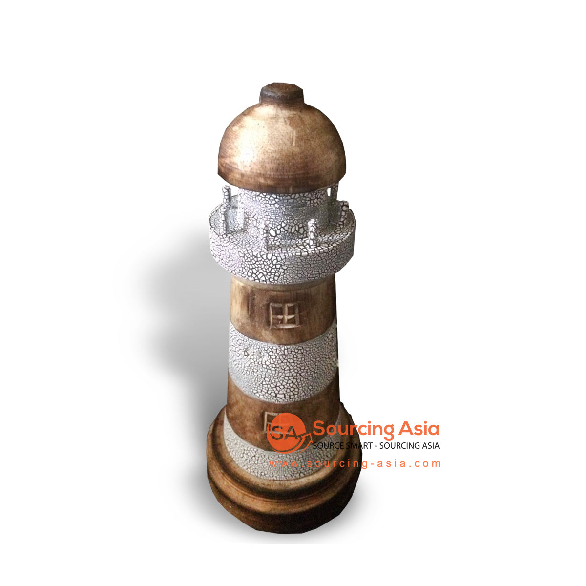 MTIB009 NATURAL AND WHITE WOODEN LIGHTHOUSE DECORATION