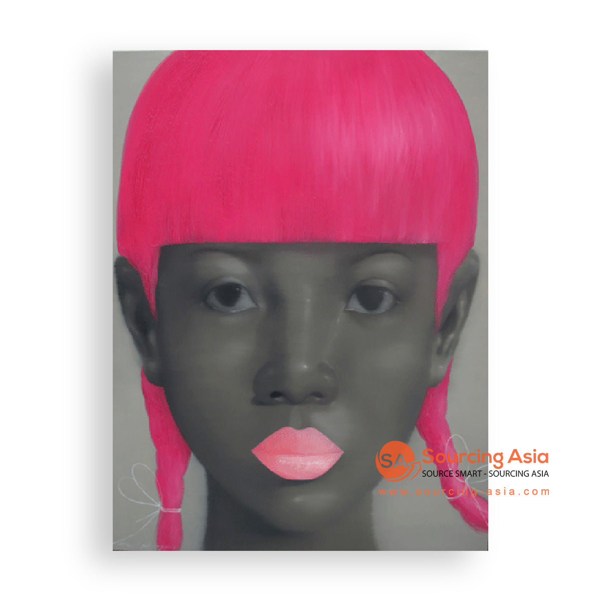 MYS306 PINK BRAIDED WOMAN PAINTING