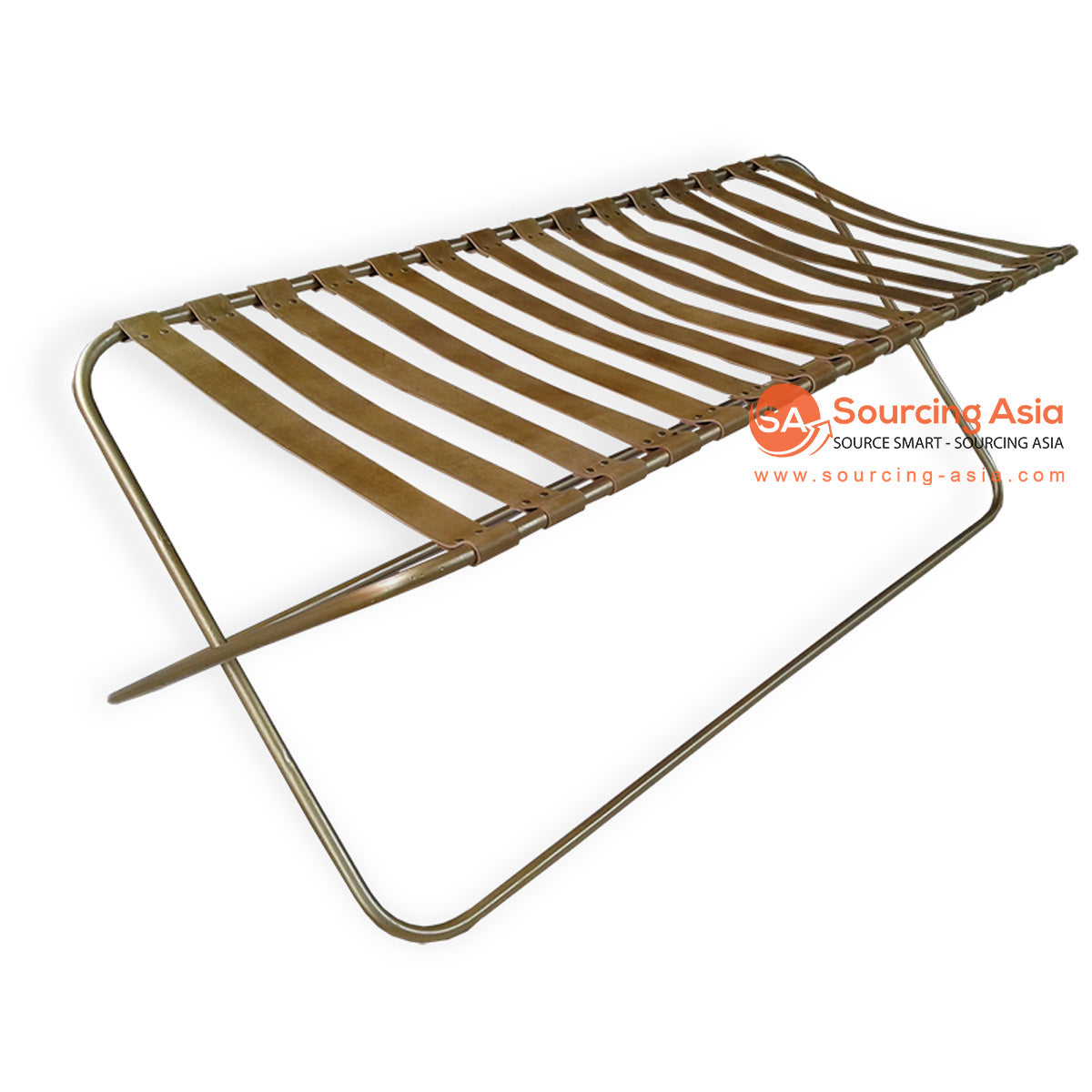 RBW058 METAL LUGGAGE RACK WITH BROWN LEATHER STRAPS