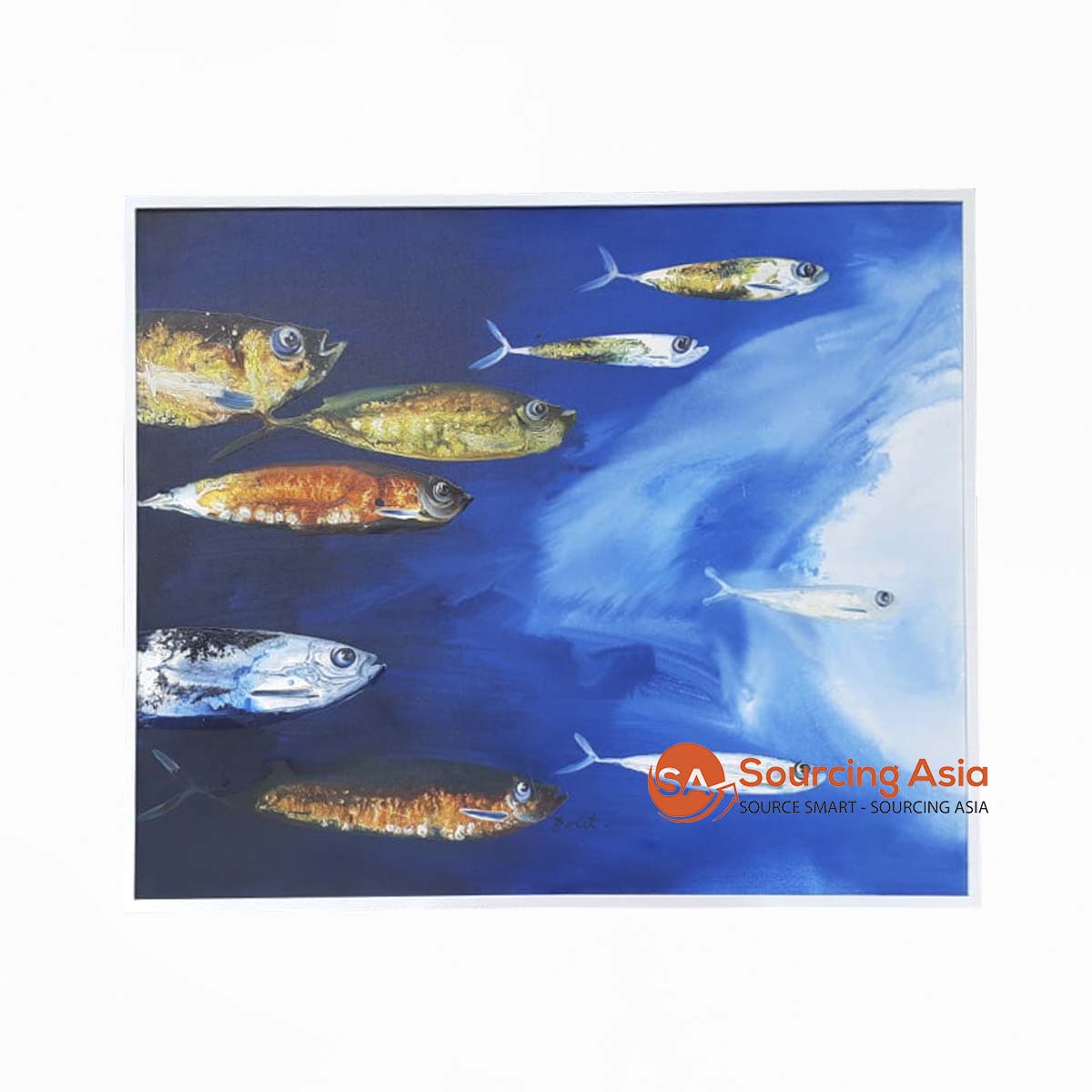 SDL139 FISH PAINTING WITH WHITE FRAME