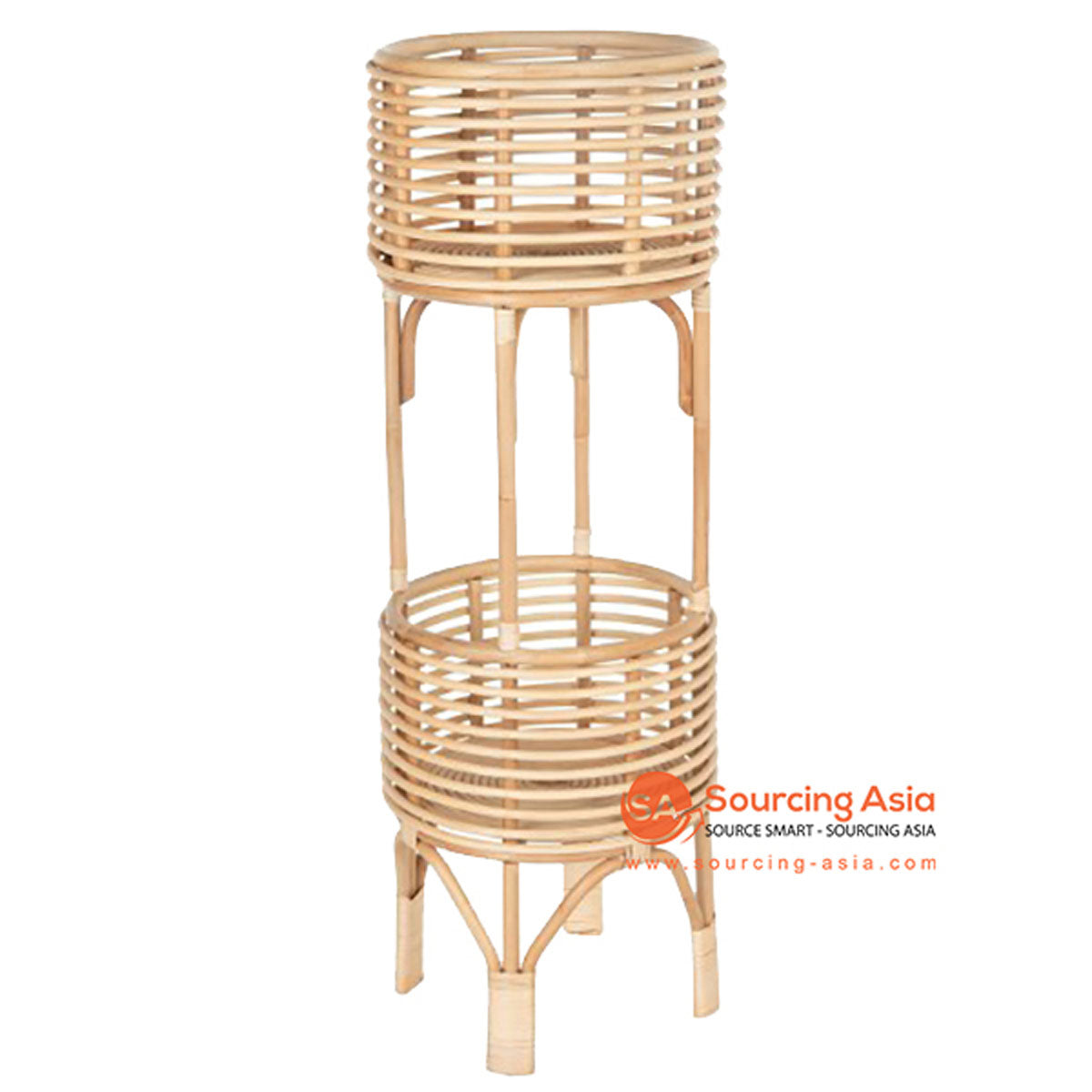 SHL089 NATURAL RATTAN ROUND DOUBLE PLANTERS