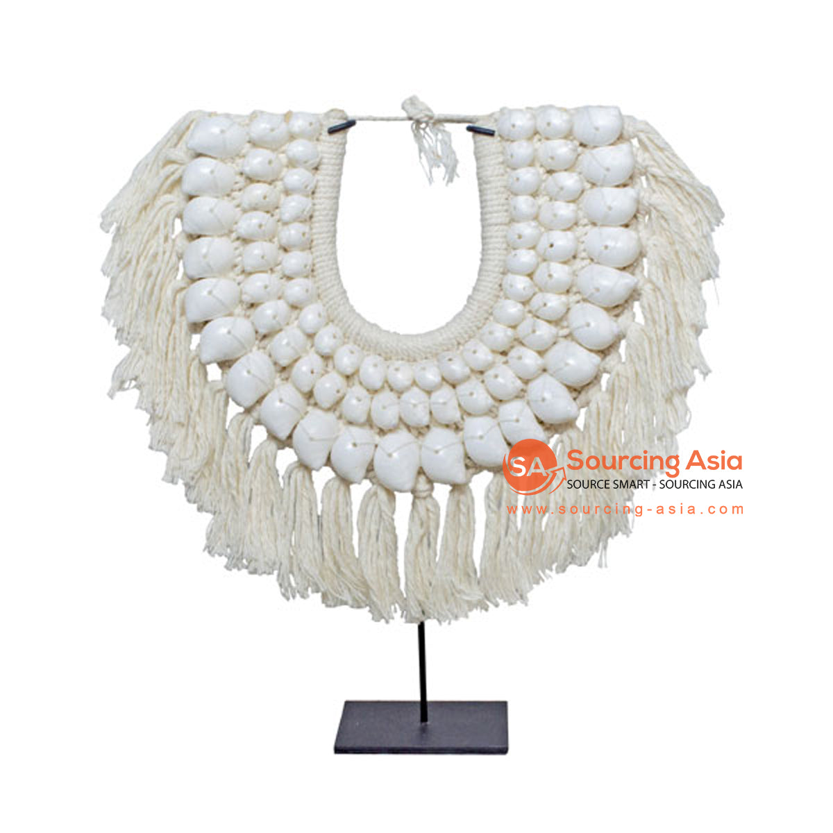 SHL169-4 NATURAL SHELL NECKLACE ON STAND DECORATION