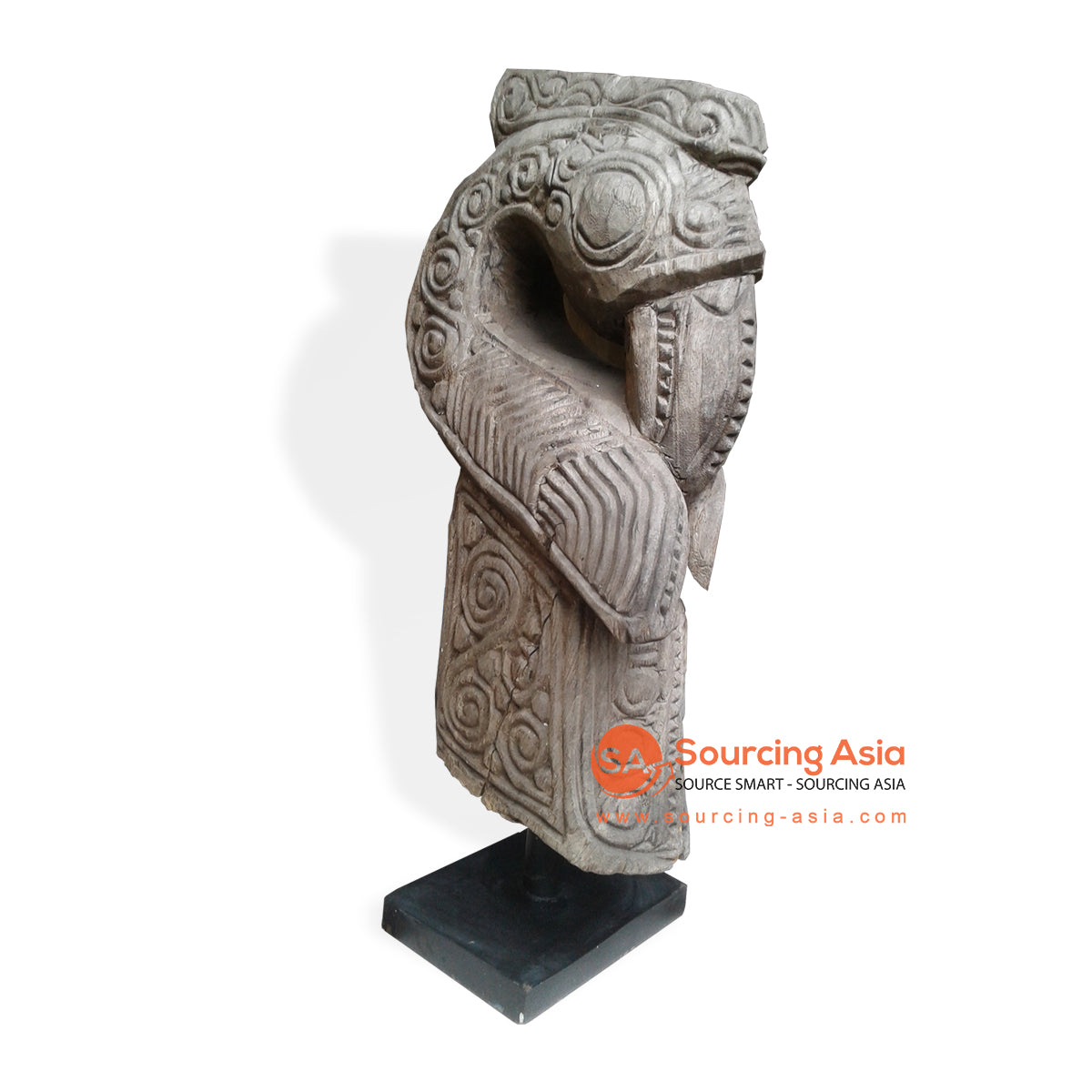VICT028 DARK BROWN WOODEN TRIBAL CARVED STATUE ON STAND DECORATION