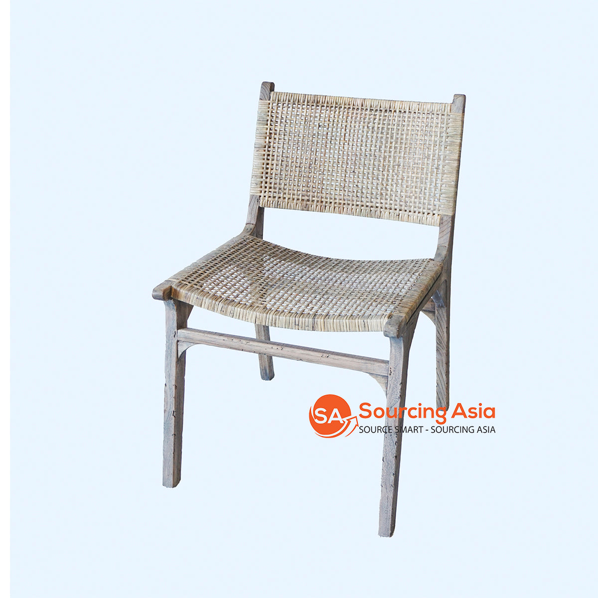 AKB014 ANTIQUE TEAK CHAIR WITH RATTAN BACK AND SEAT