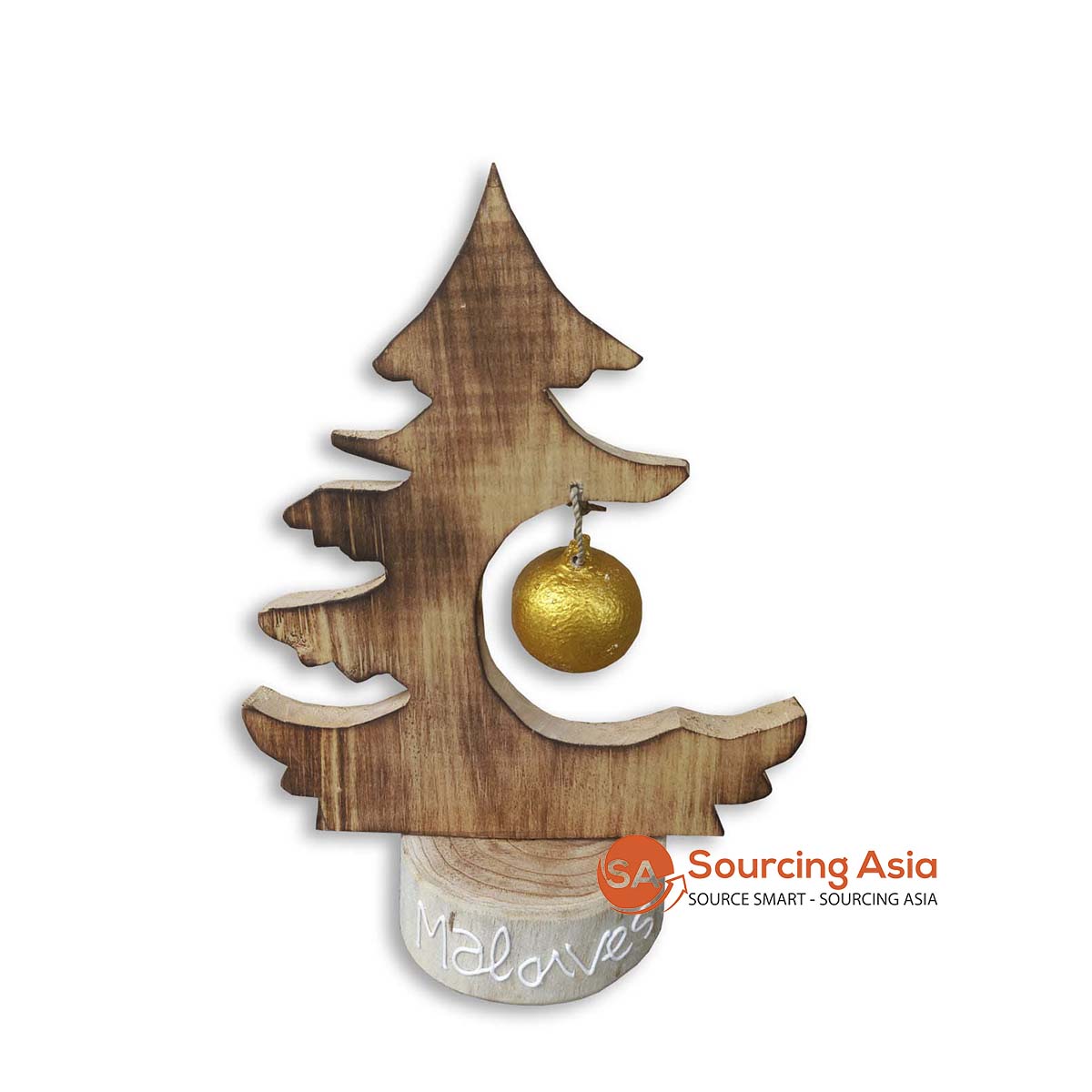 AMER006-1 CHRISTMAS TREE DECORATION WITH "MALDIVES" ON THE WOODEN BASE