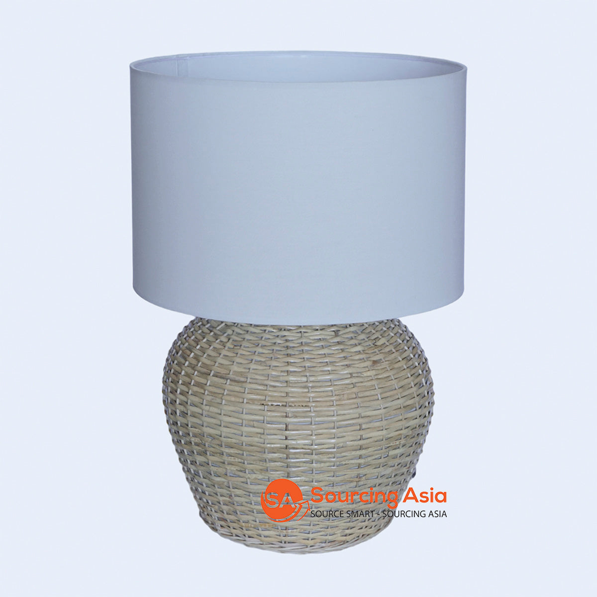 JNP364 LAMP BASE WITH FULL RATTAN WEAVE INCLUDE WHITE SHADE