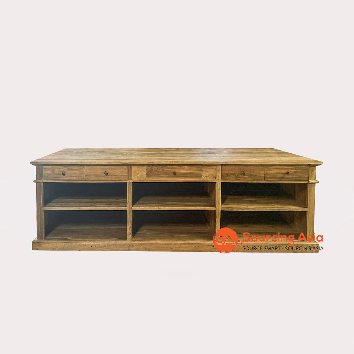 KYT487 RCY TEAK COUNTER WITH 6 DRAWERS