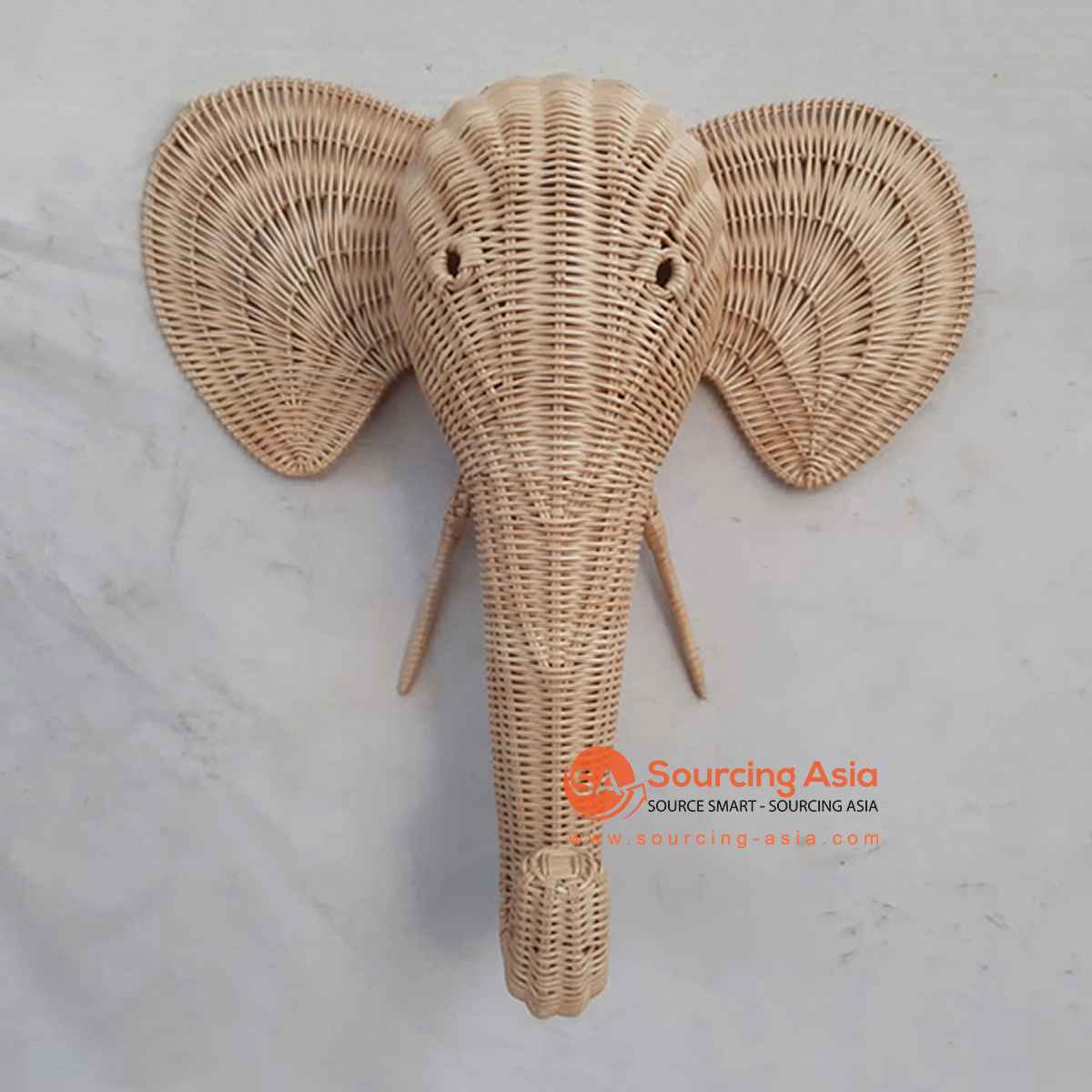 Natural Rattan Elephant Head Wall Decoration