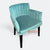KYT393 BLACK TEAK WOOD AND TURQUOISE DINING CHAIR