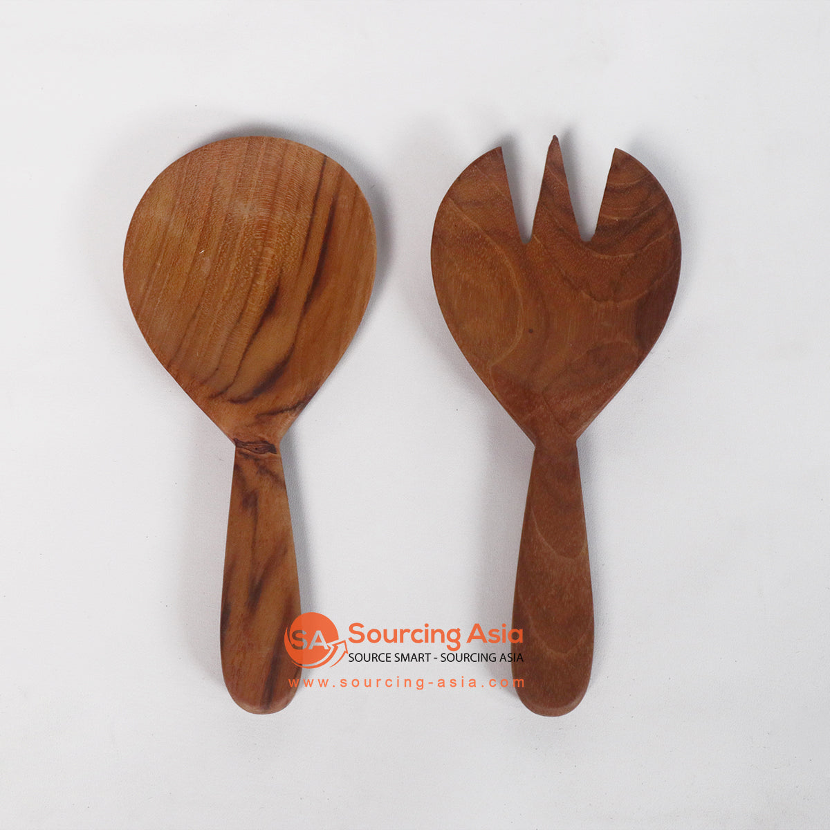 AJE005 BROWN WOODEN SALAD SPOON AND FORK
