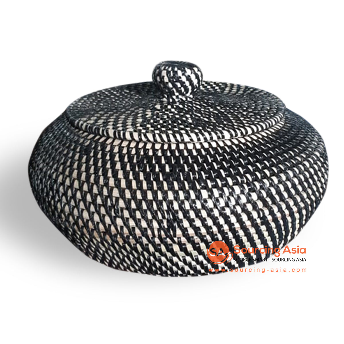 ALI061 BLACK RATTAN WOVEN BOWL WITH LID