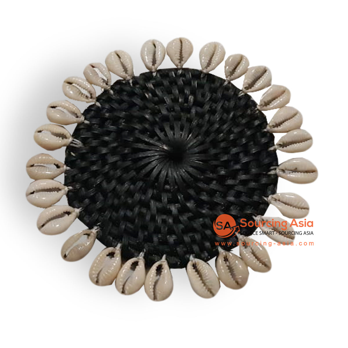 ALI064 BLACK RATTAN ROUND PLACEMAT WITH SHELL