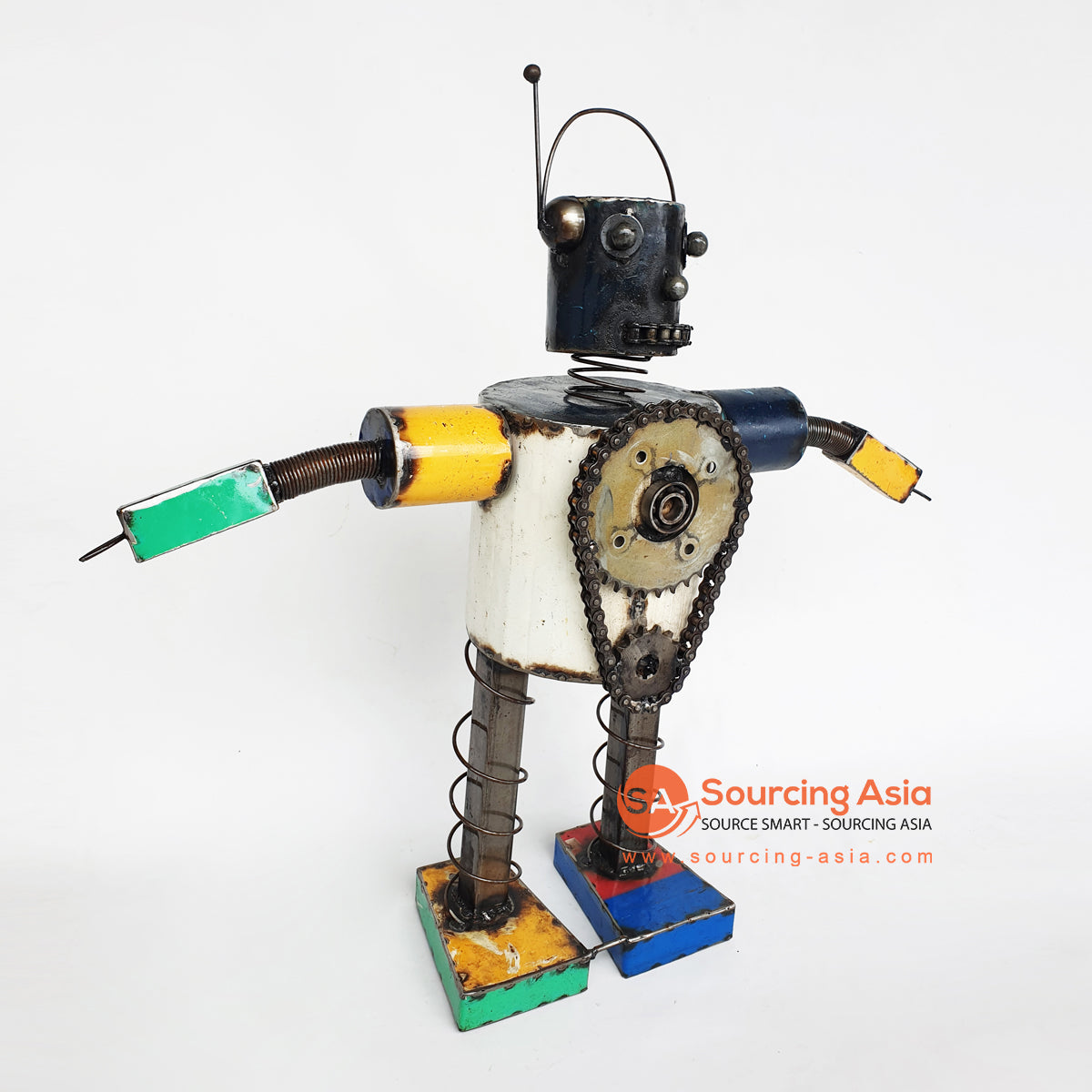 ALNC035 METAL ROBOT DECORATION WITH SPIRAL NECK