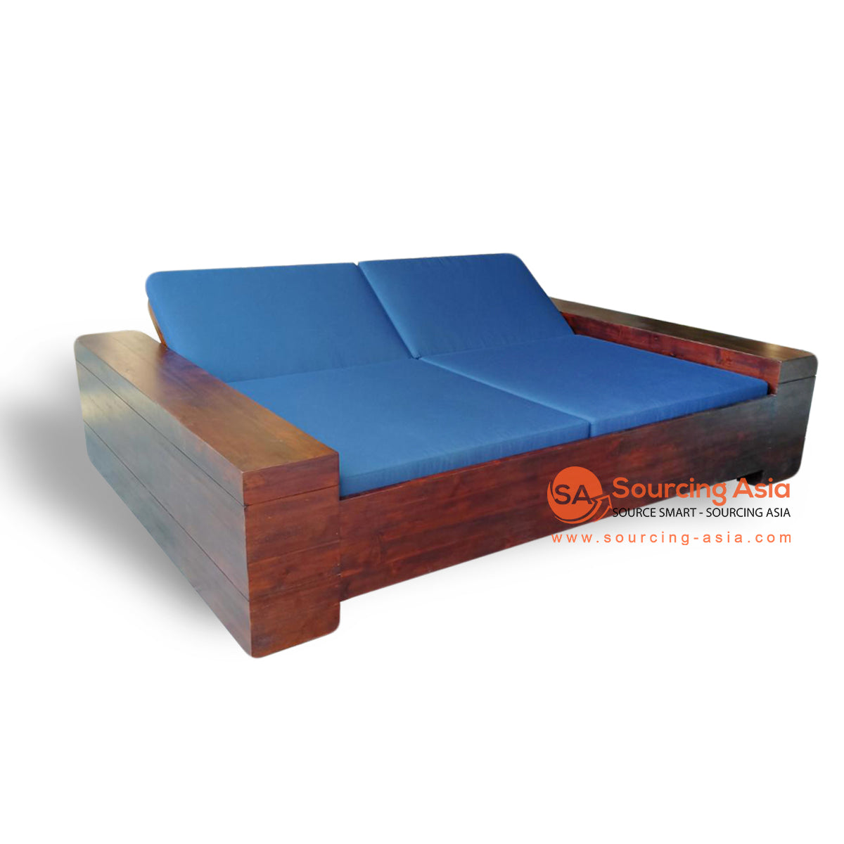 ECL197 BROWN RECYCLED TEAK WOOD DOUBLE DAYBED