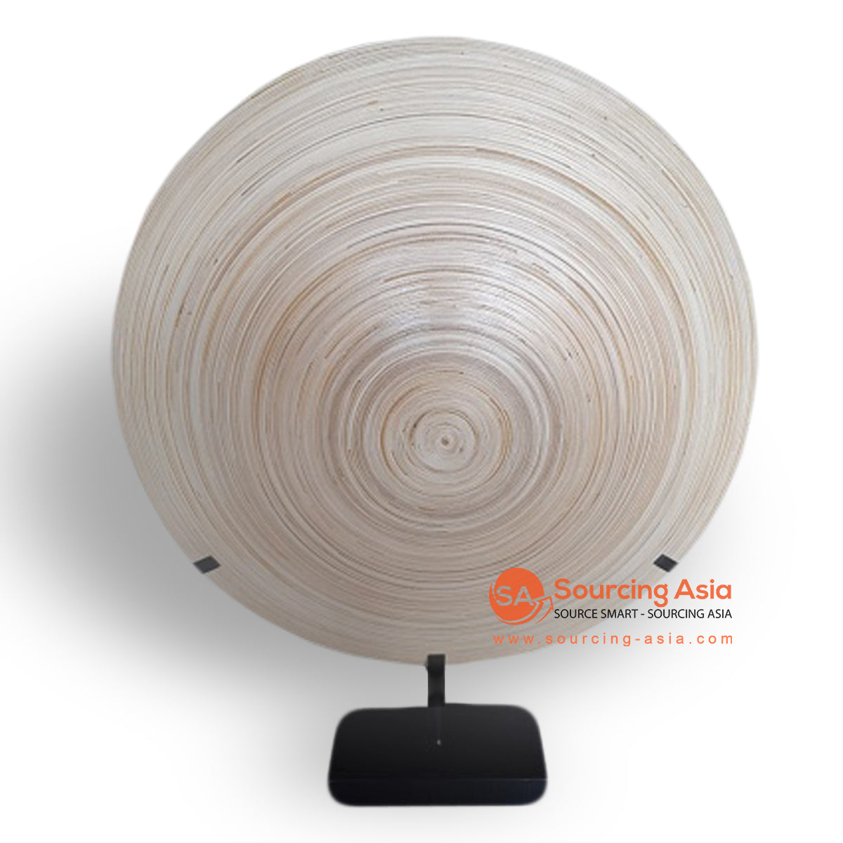 BBU049 NATURAL BAMBOO WOOD ROUND ON STAND DECORATION