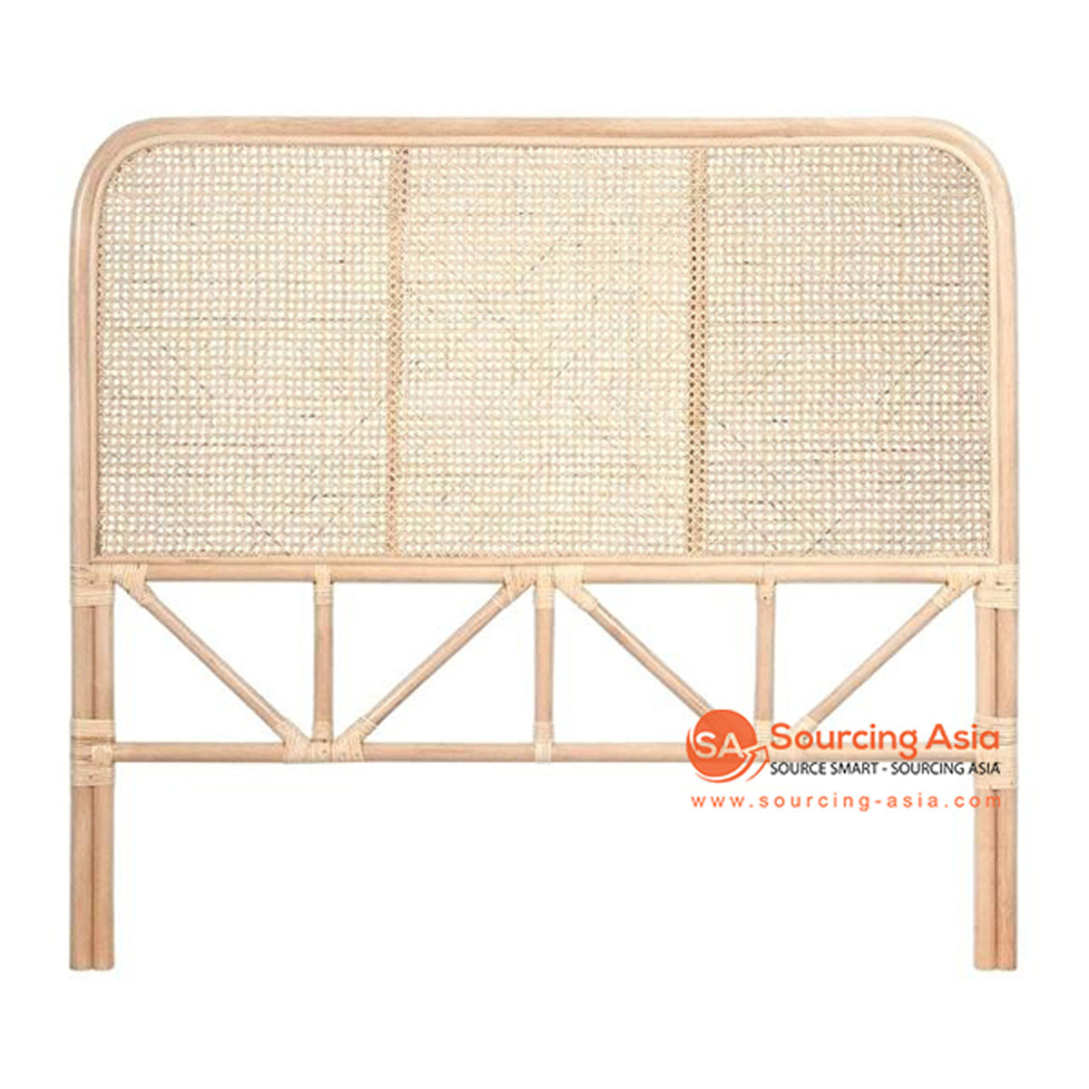 SHL078 NATURAL RATTAN CLASSIC SQUARE BEDHEAD WITH THREE PANELS
