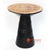 BMW007-6 NATURAL AND BLACK SUAR WOOD ROUND STRIPPED SIDE TABLE