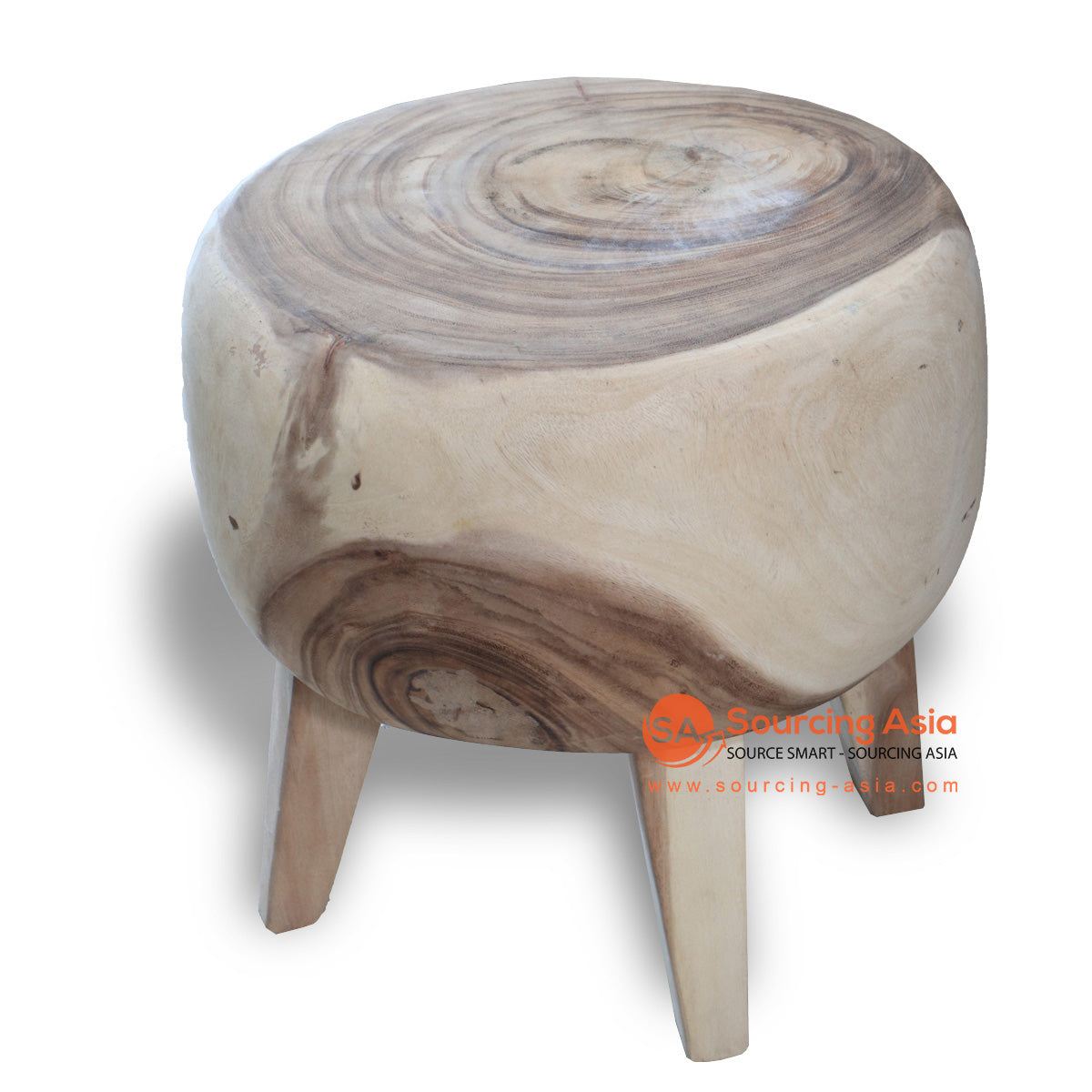 BMW091NAT-3 NATURAL SUAR WOOD DOUGHNUT STOOL AND SIDE TABLE WITH LEGS