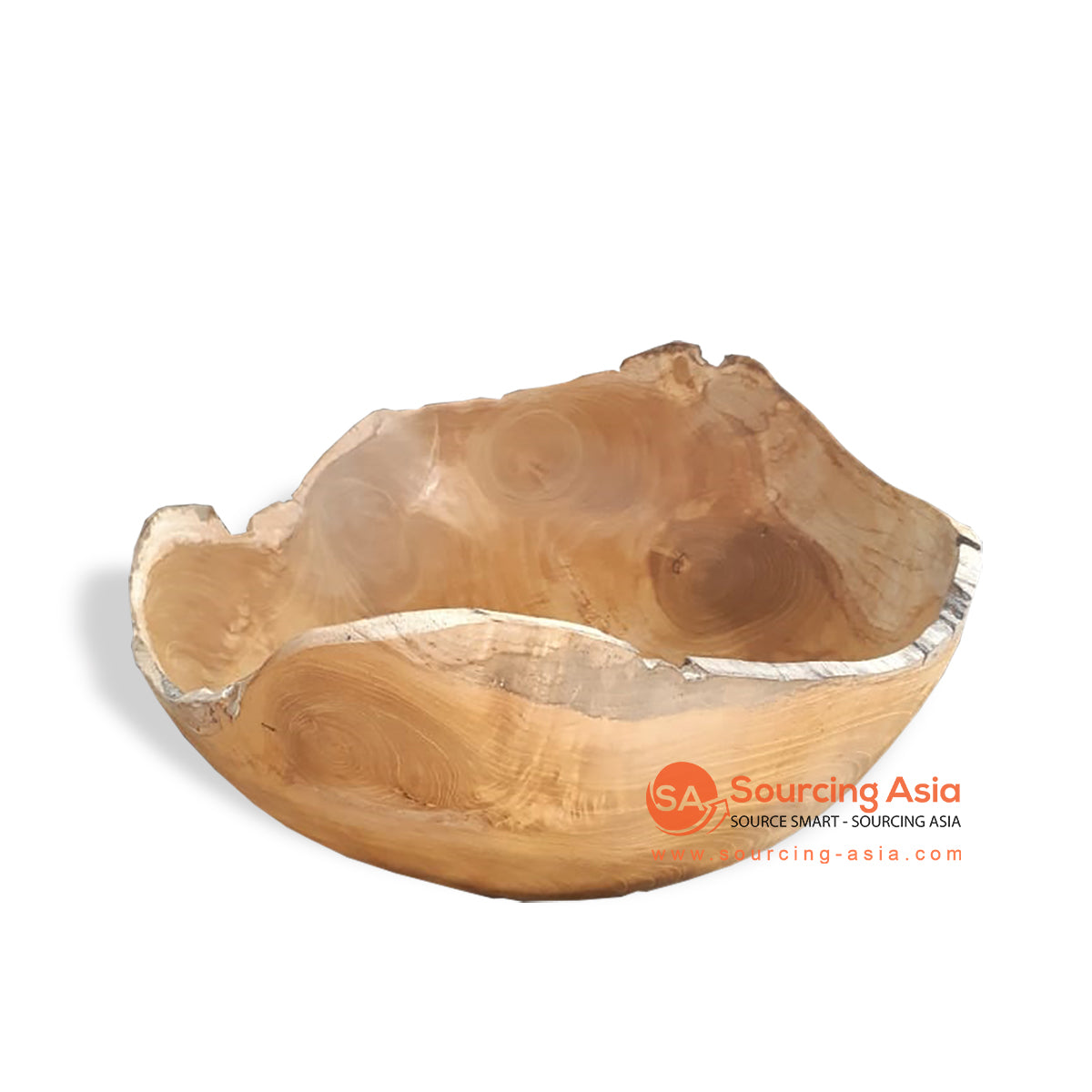 BMW123-5 BLEACHED TEAK WOOD BOWL WITH NATURAL EDGE