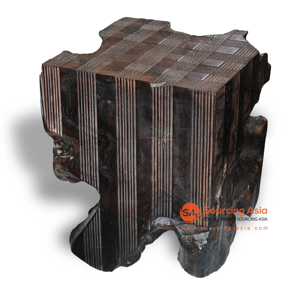 BMW266 TEAK ROOT SQUARE MOTIVE STOOL AND SIDE TABLE