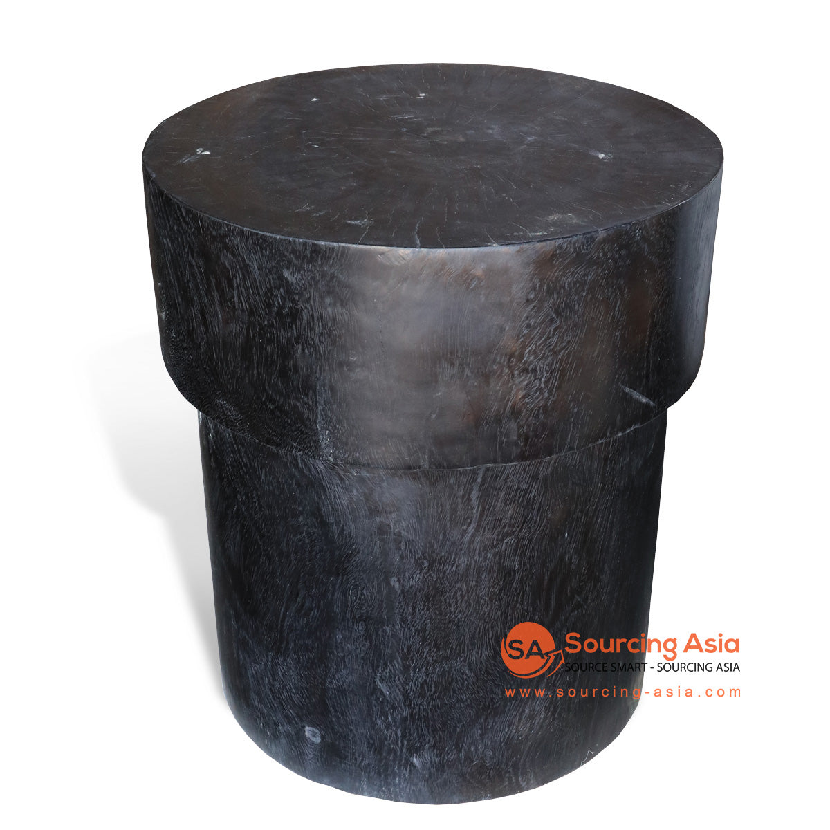BMW269 BLACK SUAR WOOD ROUND STOOL AND SIDE TABLE