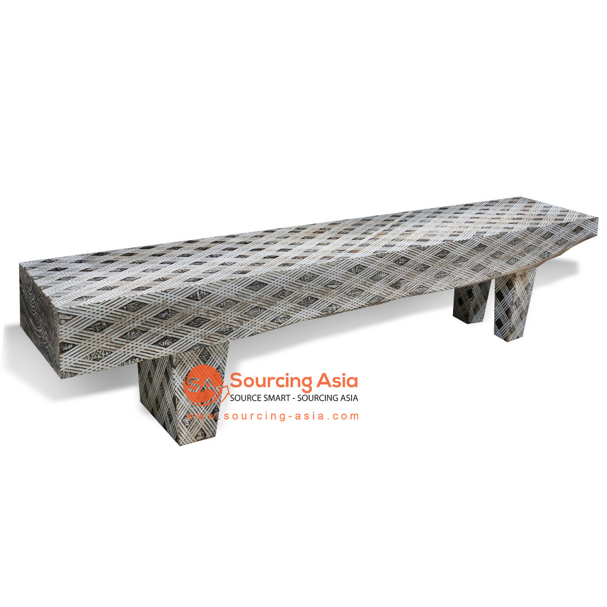 BMW271 SILVER SUAR WOOD ETHNIC PAPUA STYLE CARVED BENCH