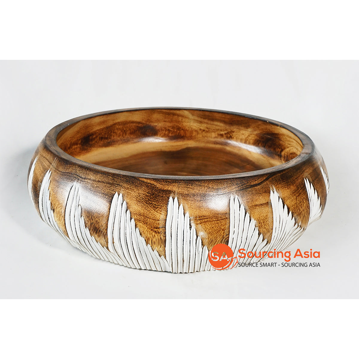 BMWC015-4 MANGO WOOD BOWL WITH TRIBAL CARVINGS
