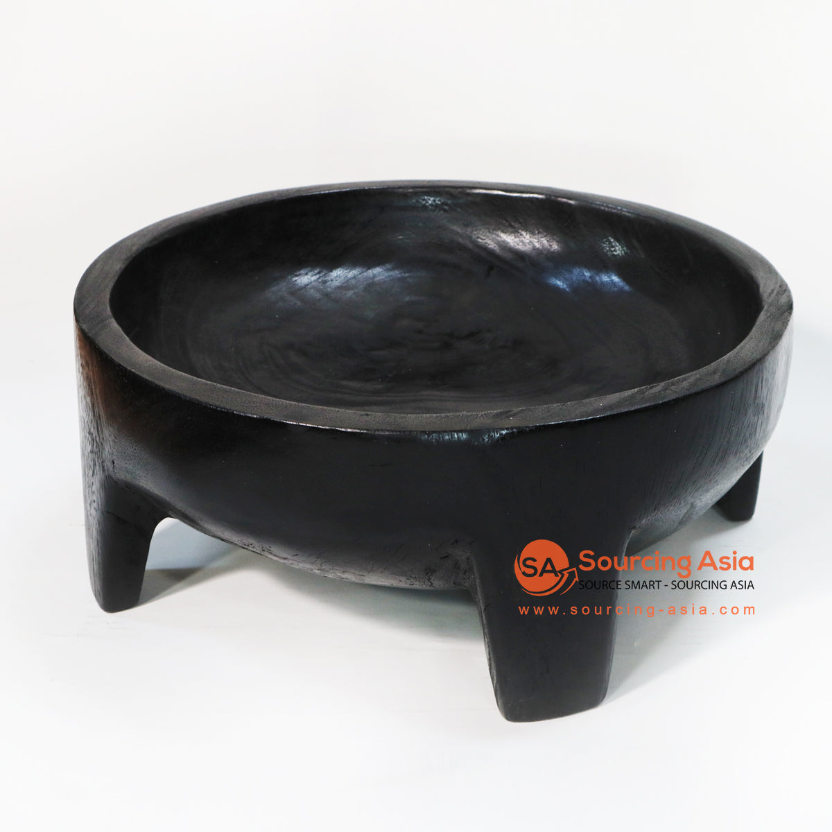 BMWC017 BLACK SUAR WOOD TRIBAL STYLE ROUND BOWL WITH LEGS
