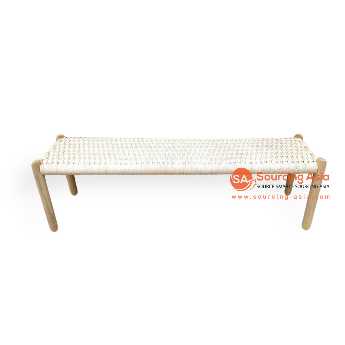 BNT023 NATURAL RECYCLED TEAK WOOD AND WOVEN TOP BED END BENCH