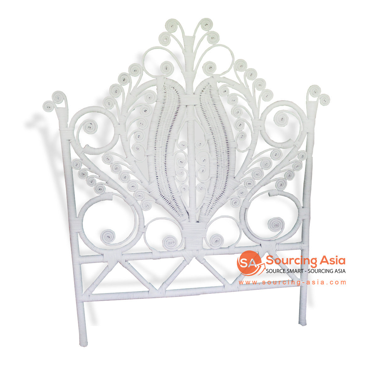 BNT042-Q WHITE RATTAN DECORATIVE KING SIZE BED HEAD